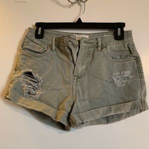 Army green high rise shorts